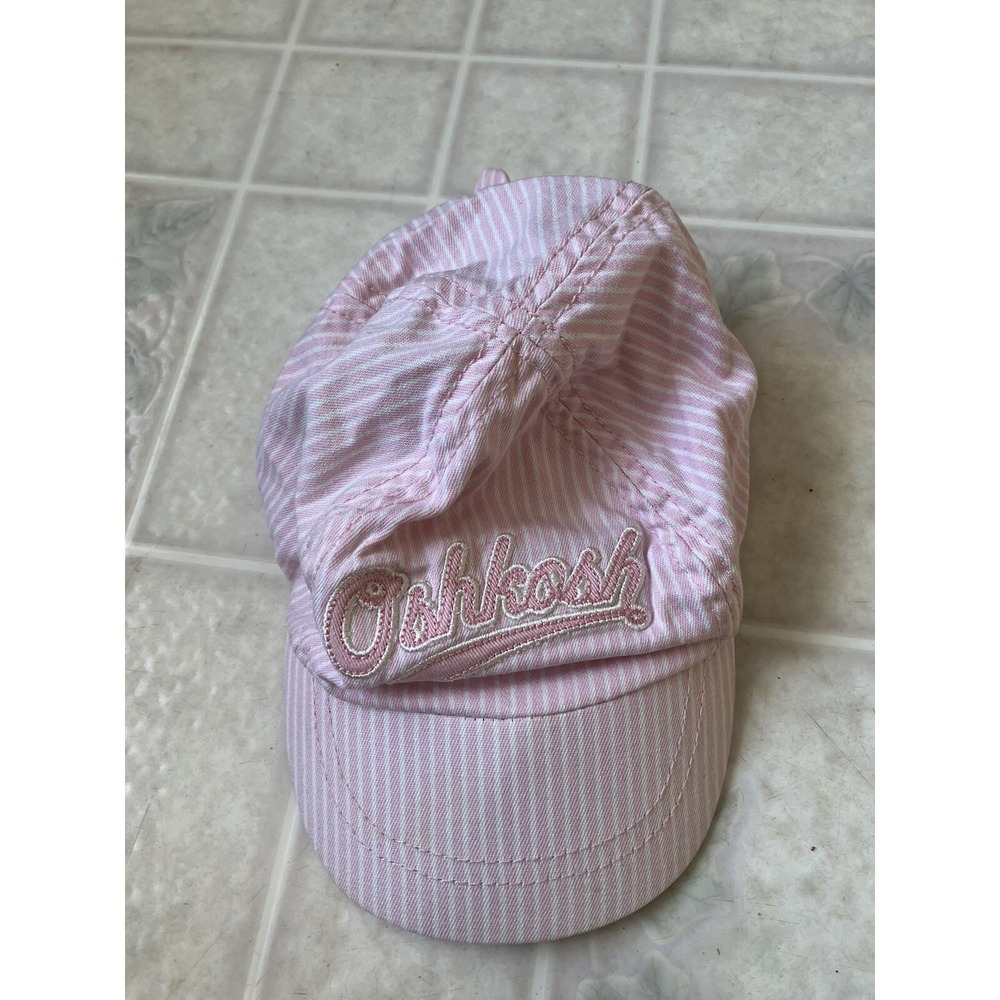 Classic Pink Stripe Vtg Embroidered OSHKOSH B'GOSH 0-9 mth Elastic Baseball Cap